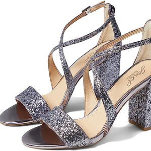 Jewel Badgley Mischka Cook Metallic Glitter Evening Shoe 8.5 Smoke